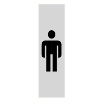 Deurbordje "Herentoilet" (verticaal), 45 x 165 mm, alu-look