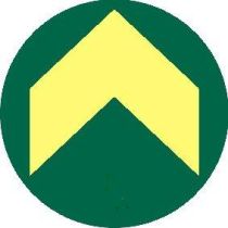 Fotoluminescerende sticker rond met pijl