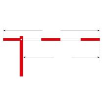 Handbediende lichte slagboom met gasdrukveer, overspanning 322 cm, rood/wit