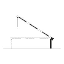 Handbediende slagboom met pendelsteun en gasdrukveer, overspanning 290 cm, rood/wit