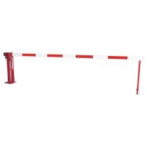 Handbediende slagboom met pendelsteun en gasdrukveer, overspanning 390 cm, rood/wit
