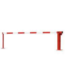 Handbediende slagboom met vaste steun en gasdrukveer, overspanning 390 cm, rood/wit