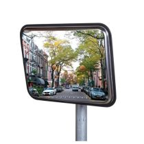 JISLON industriespiegel RVS 45 × 60 cm zonder reflecterende tape, met donkere rand en straatreflectie.