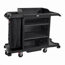 Large Housekeeping Cart met deksel en deuren, Rubbermaid – zwart