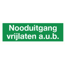 Nooduitgang vrijlaten a.u.b. (tekst)
