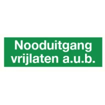 Nooduitgang vrijlaten a.u.b. (tekst)