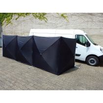 Ongevallenscherm, kleur zwart, afmeting uitgeklapt 7,20 x 1,80 meter