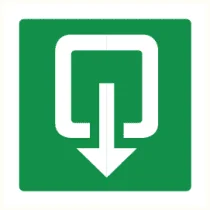 Pictogram Aanduiding van een uitgang die tevens kan worden gebruikt als nooduitgang die toegang geeft tot aansluitend terrein