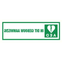 Pictogram AED in dit gebouw aanwezig (spiegelbeeld)