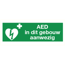 Pictogram AED in dit gebouw aanwezig