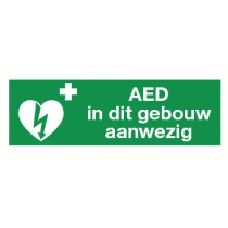 Pictogram AED in dit gebouw aanwezig