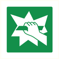 Pictogram Glas breken om deur te openen