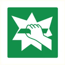 Pictogram Glas breken om deur te openen