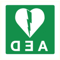 Pictogram Hartdefibrillator AED (spiegelbeeld)
