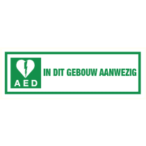 Pictogram Hartdefibrillator AED in dit gebouw aanwezig