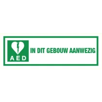 Pictogram Hartdefibrillator AED in dit gebouw aanwezig