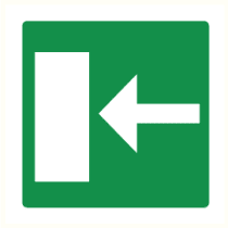 Pictogram Nooduitgang links