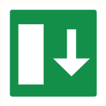 Pictogram Nooduitgang rechtdoor (of naar beneden)
