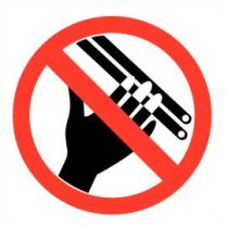 Pictogram Verboden met handen in vergaarbak