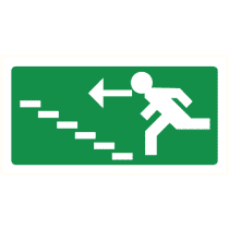 Pictogram Vluchtrichting links trap op