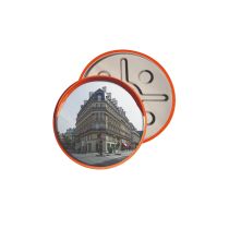 RVS verkeersspiegel met oranje behuizing, diameter Ø 80 cm