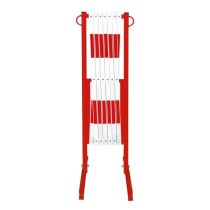 Schaarhek staal, circa 360 x 100 cm, kleur rood/wit