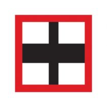 Scheepvaartbord B.9b / Verplichting niet het hoofdvaarwater over te steken, indien daardoor schepen op het hoofdvaarwater zouden worden genoodzaakt hun koers of snelheid te wijzigen