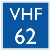 Scheepvaartbord E.23 / Marifoonkanaal voor nautische informatie, bijvoorbeeld kanaal 62