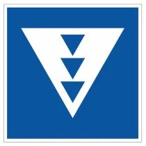 Scheepvaartbord E.5.11 / Toestemming ligplaats te nemen (ankeren en meren) uitsluitend voor andere schepen dan duwvaart die drie blauwe kegels of drie blauwe lichten moeten voeren, aan de zijde van de vaarweg waar het bord is geplaatst