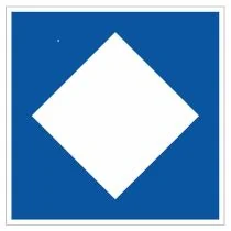 Scheepvaartbord E.5.12 / Toestemming ligplaats te nemen (ankeren en meren) uitsluitend voor schepen — zowel duwvaart als andere schepen dan duwvaart — die geen blauwe kegels of lichten behoeven te voeren, aan de zijde van de vaarweg waar het bord is gepla