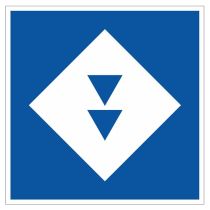 Scheepvaartbord E.5.14 / Toestemming ligplaats te nemen (ankeren en meren) uitsluitend voor schepen — zowel duwvaart als andere schepen dan duwvaart — die twee blauwe kegels of twee blauwe lichten moeten voeren, aan de zijde van de vaarweg waar het bord i