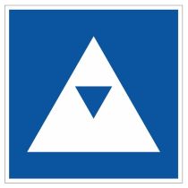 Scheepvaartbord E.5.5 / Toestemming ligplaats te nemen (ankeren en meren) uitsluitend voor duwvaart die één blauwe kegel of één blauw licht moet voeren, aan de zijde van de vaarweg waar het bord is geplaatst