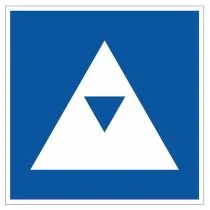 Scheepvaartbord E.5.5 / Toestemming ligplaats te nemen (ankeren en meren) uitsluitend voor duwvaart die één blauwe kegel of één blauw licht moet voeren, aan de zijde van de vaarweg waar het bord is geplaatst