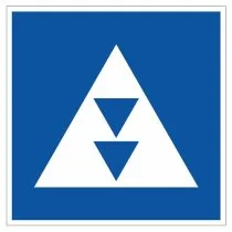 Scheepvaartbord E.5.6 / Toestemming ligplaats te nemen (ankeren en meren) uitsluitend voor duwvaart die twee blauwe kegels of twee blauwe lichten moet voeren, aan de zijde van de vaarweg waar het bord is geplaatst