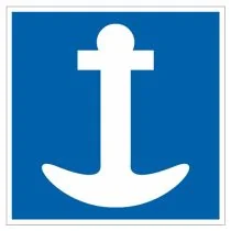 Scheepvaartbord E.6 / Toestemming te ankeren aan de zijde van de vaarweg waar het bord is geplaatst