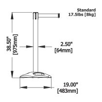 Set van 2 kunststof palen met recycle voet met uittrekbaar lint van 3,65 meter, kleur lint geel/zwart