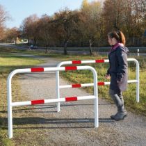 Veiligheidsbeugel Ø 60 mm, breedte 100 cm, verzinkt en gecoat, uitneembaar, wit/rood