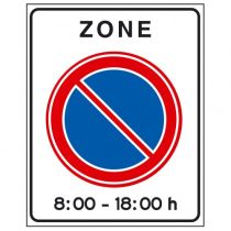 Verkeersbord E01zbt, Begin zone parkeerverbod, inclusief tijdvenster