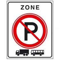 Verkeersbord E201zb, Verboden te parkeren voor vrachtwagens en autobussen, begin zone