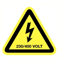 Waarschuwing 230 / 400 volt