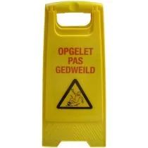 Waarschuwingsbord geel (met tekst/pictogram)