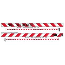 Wandcassette met uittrekbaar lint 2,00 meter, kleur lint rood/wit voorzien van zwarte tekst “NIET BETREDEN”
