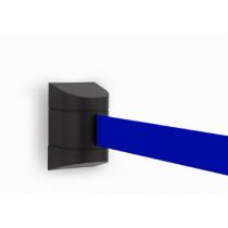 Wandcassette zwart met uittrekbaar lint 7,70 meter, kleur lint blauw