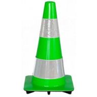 Afzetkegel 50 cm limoen groen soepel pvc met 2 witte reflecterende (H.I.) banden
