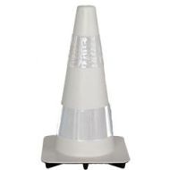 Afzetkegel 50 cm wit soepel pvc met 2 witte reflecterende (H.I.) banden