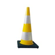 Afzetkegel 70 cm pvc geel met 2 H.I. reflecterende banden