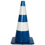 Afzetkegel 75 cm blauw soepel pvc met 2 witte reflecterende (H.I.) banden