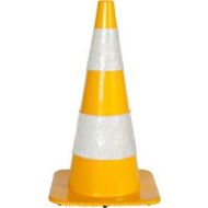Afzetkegel 75 cm geel soepel pvc met 2 witte reflecterende (H.I.) banden