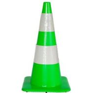 Afzetkegel 75 cm limoen groen soepel pvc met 2 witte reflecterende (H.I.) banden