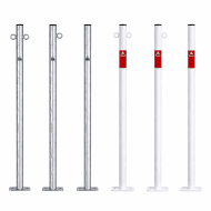Afzetpaal 42 mm 900 mm met voetplaat – Verzinkt of wit/rood gecoat